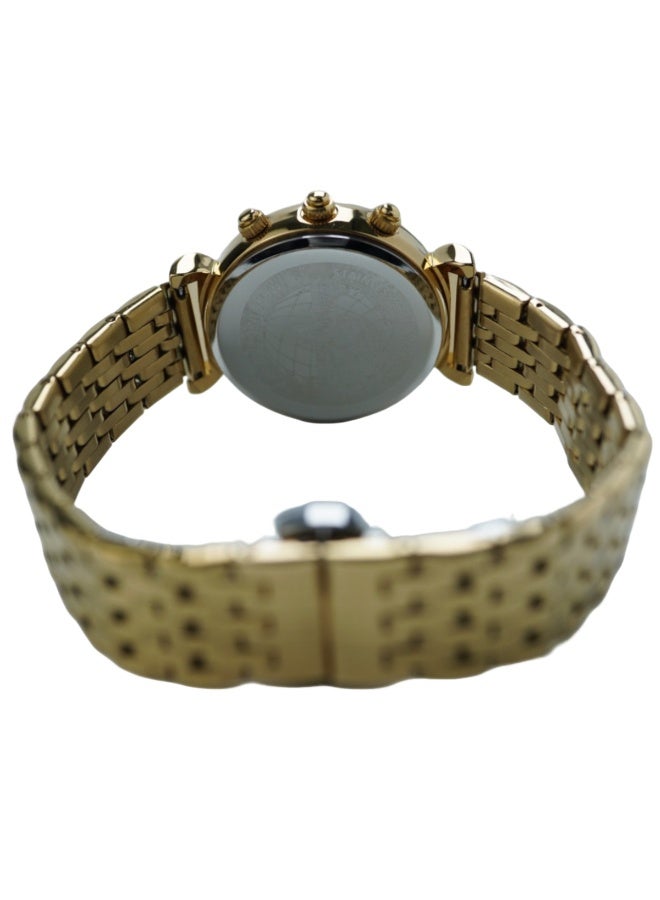 Ladies' Stainless Steel Strap Digital Watch Gold-tone Metal Bracelet Round Dial with Diamond Accents Minimalist Contemporary Design WF-14GWD - Image 2